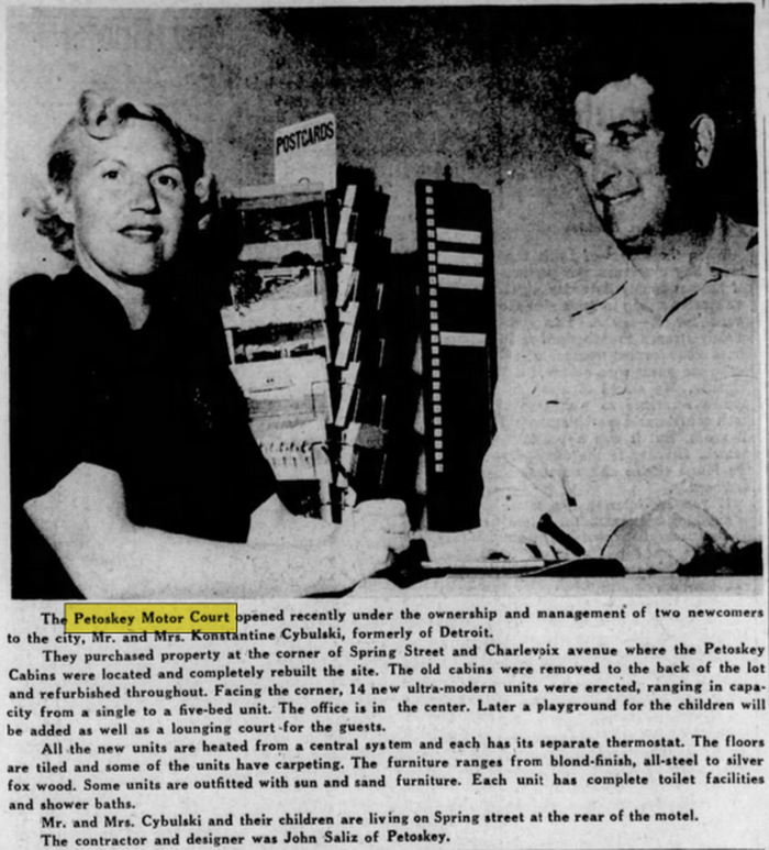 Petoskey Motel (Superior Motel, Petoskey Motor Court) - June 1953 The Cybulskis